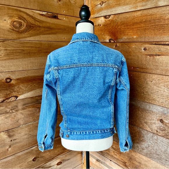 Vintage 90s Men’s Blue Denim Trucker Jeans Jacket Long Sleeved Button Front - Picture 5 of 9